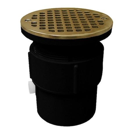 Jones Stephens 3in. x 4in. ABS Pipe Fit Drain Base with 3-1/2in. Plastic Spud and 5in. Nickel Bronze Strainer D53438